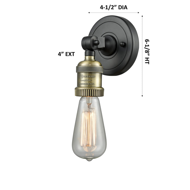 Innovations 1-LT Bare Bulb 4.5" ADA Compliant Sconce, BK Brass