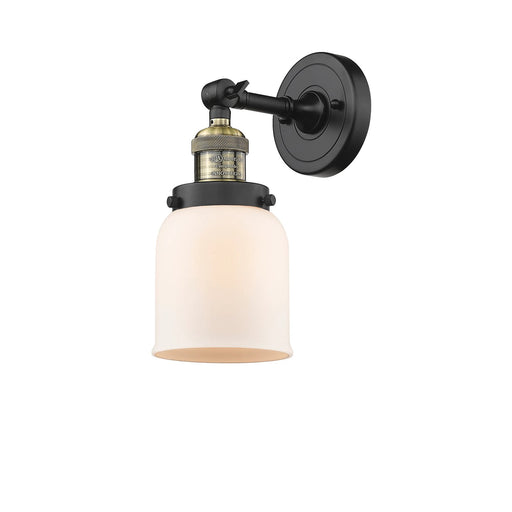 Innovations Lighting 203 Series 5in 1-Light Wall Sconce | Industrial Black Antique Brass and Matte White Cased Glass | Hallway & | Model 203-BAB-G51-LED