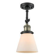 Innovations Lighting SM Cone 6in 1-Light Wall Sconce | Industrial Black Antique Brass and Matte White Cased Glass | Damp Location | Model 203-BAB-G61