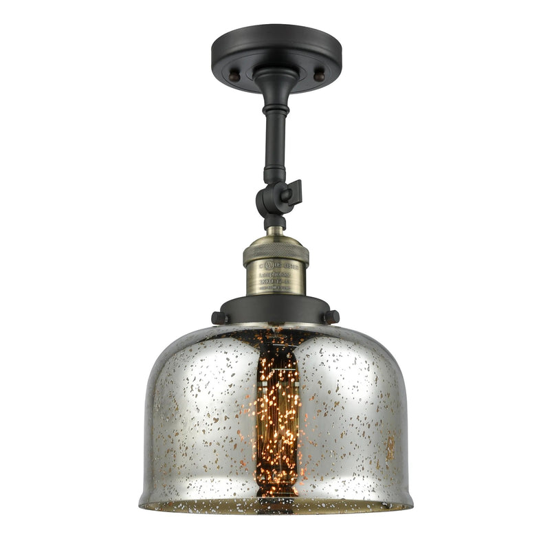 Innovations LG Bell 8in 1-Light Wall Sconce | Traditional Black Antique Brass and Silver Mercury Glass | Bathroom Vanity & Hallway | Model 203-BAB-G78