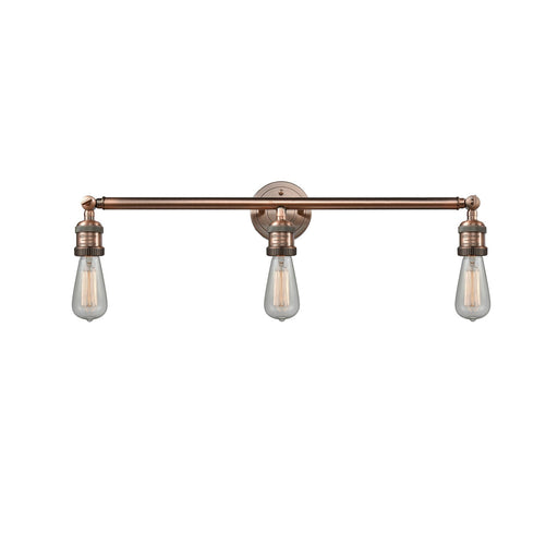 Innovations Bare Bulb 30in 3-Light Bath Vanity Light | Industrial Antique Copper Steel and Cast Brass | Bathroom Vanity | Model 205-AC