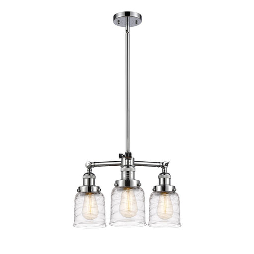 Innovations Franklin Restoration Bell 19in 3-Light LED Chandelier | Industrial Farmhouse Polished Chrome and Deco Swirl Glass | Model 207-PC-G513-LED