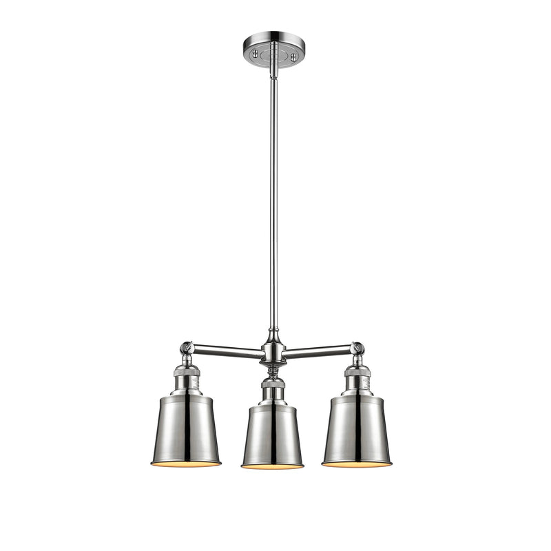 Innovations Lighting Addison 19in 3-Light Chandelier | Traditional Industrial Polished Chrome Steel and Cast Brass with Polished | Model 207-PC-M9-PC-LED