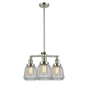 Innovations Chatham 24in 3-Light Chandelier | Art Deco Polished Nickel and Clear Fluted Glass | Damp Rated Dining Room & Foyer | Model 207-PN-G142