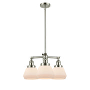 Innovations Fulton 22in 3-Light LED Chandelier | Industrial Polished Nickel and Matte White Glass | Kitchen Island & Dining Room | Model 207-PN-G171-LED