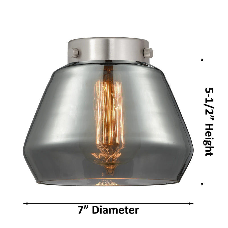 Innovations Lighting Fulton 22in 3-Light Chandelier | Industrial Polished Nickel and Smoked Glass | Damp-Rated Dining Room & Living | Model 207-PN-G173