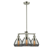Innovations Fulton 22in 3-Light LED Chandelier | Industrial Polished Nickel and Plated Smoked Glass | Dining Room & Living Room | Model 207-PN-G173-LED