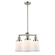 Innovations Lighting Canton 18in 3-Light Chandelier | Industrial Polished Nickel Steel and Matte White Glass | Dining Room & Kitchen | Model 207-PN-G181