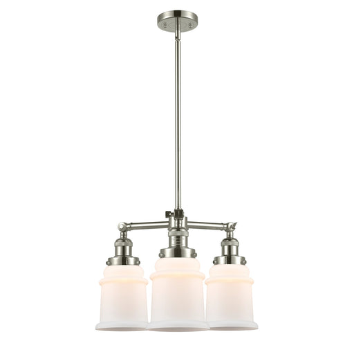 Innovations Lighting Canton 18in 3-Light Chandelier | Industrial Polished Nickel Steel and Matte White Glass | Dining Room & Kitchen | Model 207-PN-G181