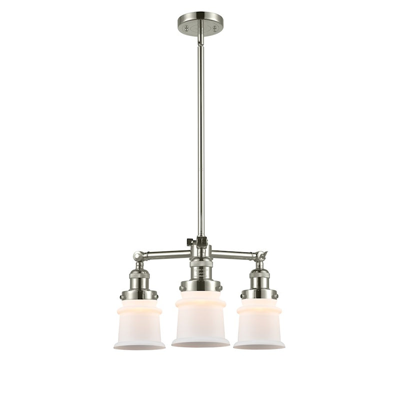 Innovations Canton 18in 3-Light LED Chandelier | Industrial Farmhouse Polished Nickel and Matte White Frosted Glass | Dining Room | Model 207-PN-G181S-LED