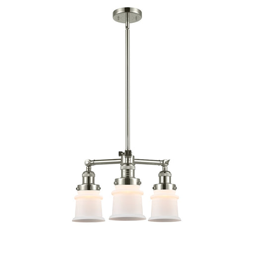 Innovations Canton 18in 3-Light LED Chandelier | Industrial Farmhouse Polished Nickel and Matte White Frosted Glass | Dining Room | Model 207-PN-G181S-LED