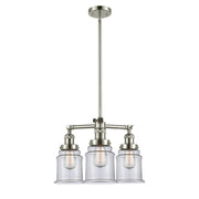 Innovations Canton 18in 3-Light LED Chandelier | Industrial Polished Nickel and Clear Glass | Kitchen Island & Dining Room | Model 207-PN-G182-LED