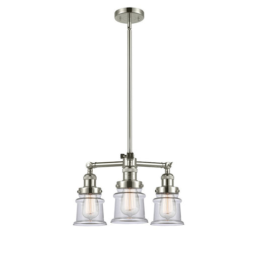 Innovations Canton 18in 3-Light LED Chandelier | Industrial Polished Nickel and Clear Glass | Dining Room & Living Room | Model 207-PN-G182S-LED