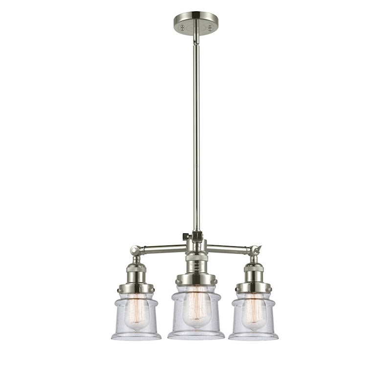 Innovations Canton 18in 3-Light Chandelier | Industrial Polished Nickel and Amber Seeded Glass | Dining Room & Foyer | 18 x 18 x 13 in | Model 207-PN-G184S