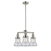 Innovations Lighting Bellmont 22in 3-Light Chandelier | Industrial Polished Nickel and Seedy Glass | Damp Rated Dining Room & Kitchen | Model 207-PN-G194