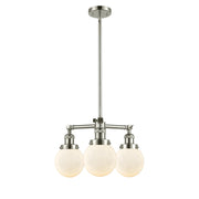 Innovations Beacon 19in 3-Light Chandelier | Industrial Polished Nickel and Matte White Glass | Dining Room & Kitchen Island | Model 207-PN-G201-6-LED