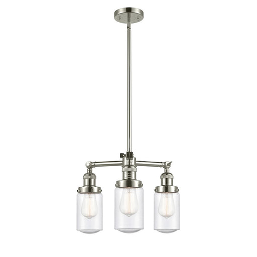 Innovations Lighting Dover 17in 3-Light Chandelier | Industrial Polished Nickel and Seedy Glass | Dining Room & Kitchen Island | Model 207-PN-G314