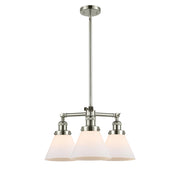 Innovations Lighting Large Cone 22in 3-Light Chandelier | Industrial Restoration-Vintage Polished Nickel and Matte White Cased Glass | Model 207-PN-G41