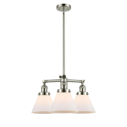 Innovations Lighting Large Cone 22in 3-Light Chandelier | Industrial Restoration-Vintage Polished Nickel and Matte White Cased Glass | Model 207-PN-G41