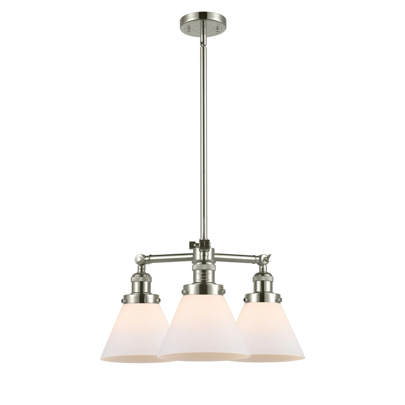 Innovations 3-Light LED Large Cone 22in Chandelier | Industrial Polished Nickel and Matte White Cased Glass | Dining Room & Living | Model 207-PN-G41-LED