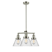 Innovations 3-Light LED Large Cone 22in Chandelier | Polished Nickel Cast Brass and Seedy Glass | Dining Room & Kitchen Island | Model 207-PN-G44-LED