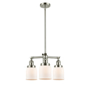 Innovations Lighting Small Bell 19in 3-Light Chandelier | Industrial Polished Nickel and Matte White Cased Glass | Dining Room & | Model 207-PN-G51