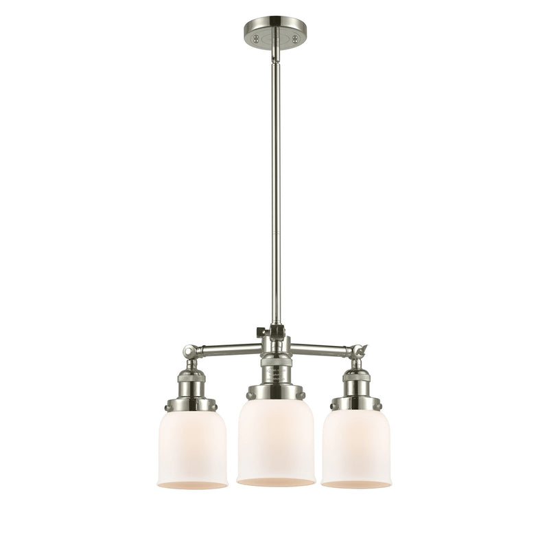 Innovations 3-Light LED SM Bell Chandelier | Industrial Polished Nickel and Matte White Glass | Dining Room & Kitchen Island | Model 207-PN-G51-LED