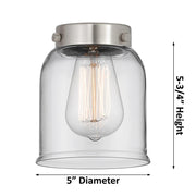 Innovations Lighting Small Bell 19in 3-Light Chandelier | Industrial Polished Nickel and Clear Glass | Damp Rated Kitchen & Dining Room | Model 207-PN-G52