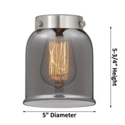 Innovations Lighting Small Bell 19in 3-Light Chandelier | Industrial Polished Nickel and Smoked Glass | Damp-Rated Dining Room & | Model 207-PN-G53