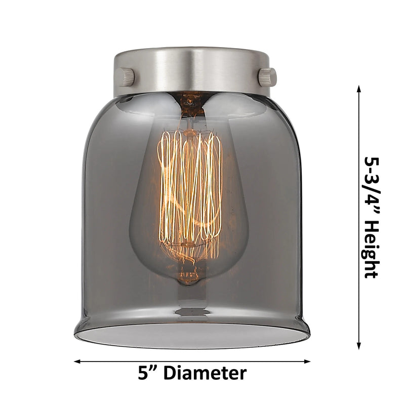 Innovations Lighting Small Bell 19in 3-Light Chandelier | Industrial Polished Nickel and Smoked Glass | Damp-Rated Dining Room & | Model 207-PN-G53
