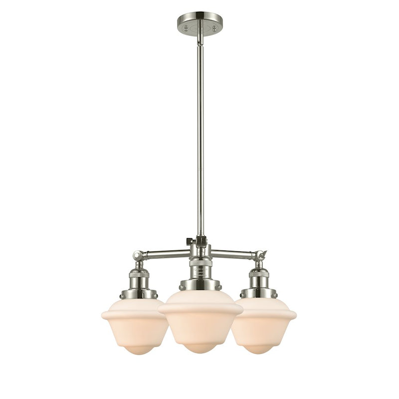 Innovations Smith Oxford 20in 3-Light Chandelier | Industrial Polished Nickel and Amber Frosted Glass | Dining Room & Kitchen Island | Model 207-PN-G531