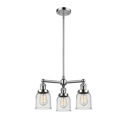 Innovations 207 19in 3-Light LED Chandelier | Polished Nickel Cast Brass and Seedy Glass Bell Shades | Dining Room & Foyer | Model 207-PN-G54-LED