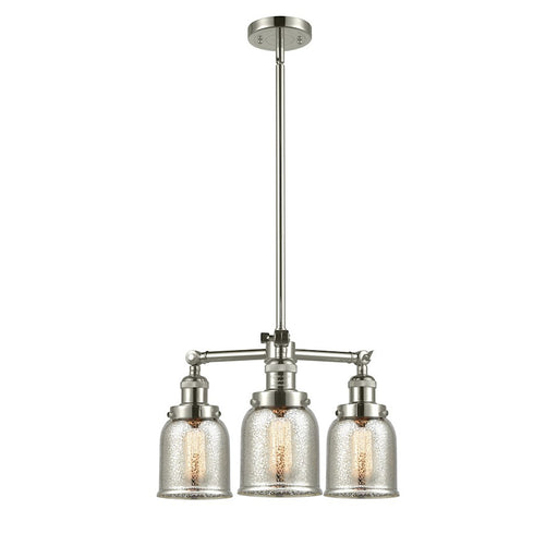 Innovations Franklin Restoration Small Bell 19in 3-Light LED Chandelier | Industrial Farmhouse Polished Nickel and Silver Plated | Model 207-PN-G58-LED