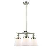 Innovations 3-Light LED SM Cone 19in Chandelier | Industrial Polished Nickel and Matte White Glass | Kitchen Island & Dining Room | Model 207-PN-G61-LED