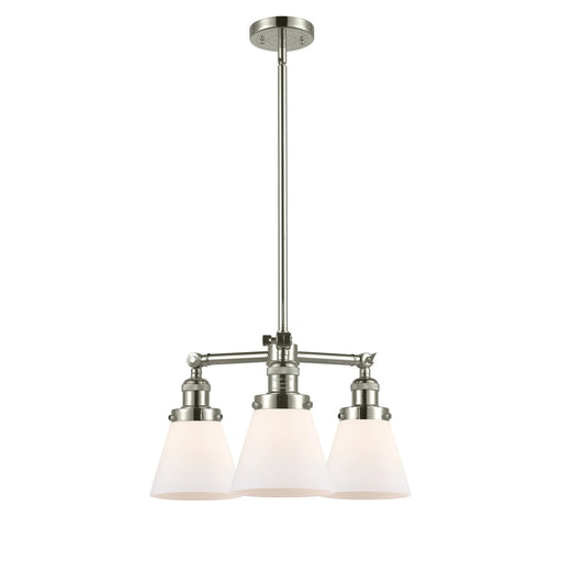 Innovations 3-Light LED SM Cone 19in Chandelier | Industrial Polished Nickel and Matte White Glass | Kitchen Island & Dining Room | Model 207-PN-G61-LED