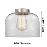 Innovations 3-Light LED Large Bell 22in Chandelier | Industrial Polished Nickel and Clear Glass | Dining Room & Kitchen Island | Model 207-PN-G72-LED