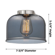 Innovations Lighting Large Bell 22in 3-Light Chandelier | Industrial Polished Nickel and Smoked Glass | Dining Room & Living Room | Model 207-PN-G73