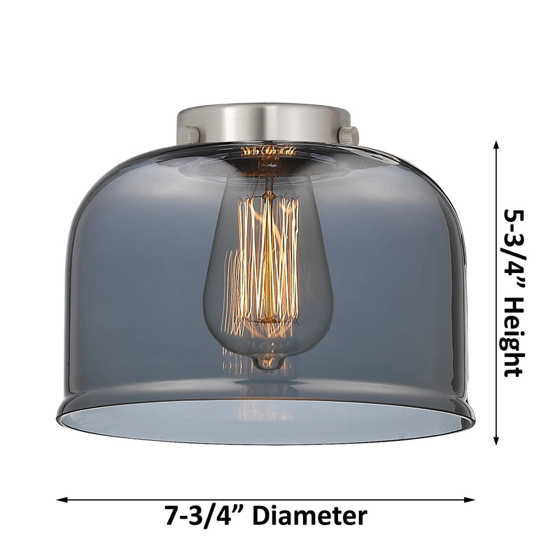 Innovations Lighting Large Bell 22in 3-Light Chandelier | Industrial Polished Nickel and Smoked Glass | Dining Room & Living Room | Model 207-PN-G73