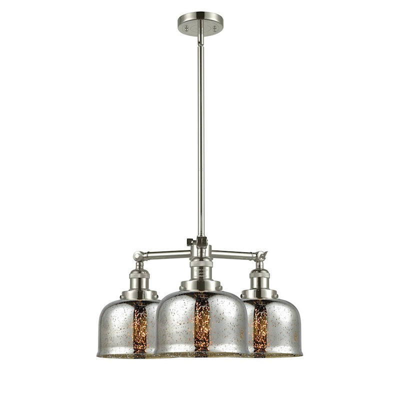 Innovations Franklin Restoration 22in 3-Light Chandelier | Industrial Polished Nickel and Silver Mercury Glass | Dining Room & Kitchen | Model 207-PN-G78