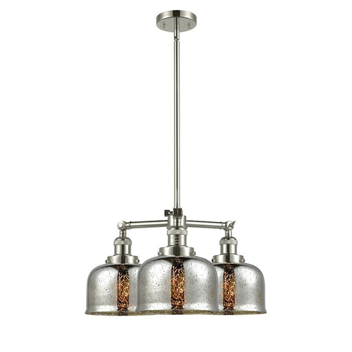 Innovations Franklin Restoration 22in 3-Light LED Chandelier | Industrial Polished Nickel and Silver Plated Mercury Glass | Kitchen | Model 207-PN-G78-LED