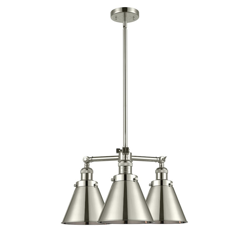 Innovations Lighting Appalachian 21in 3-Light Chandelier | Traditional Industrial Polished Nickel Steel and Cast Brass with Polished | Model 207-PN-M13-PN
