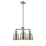 Innovations Addison 19in 3-Light Chandelier | Traditional Industrial Polished Nickel and Metal Shade | Damp Location Dining Room & Foyer | Model 207-PN-M9