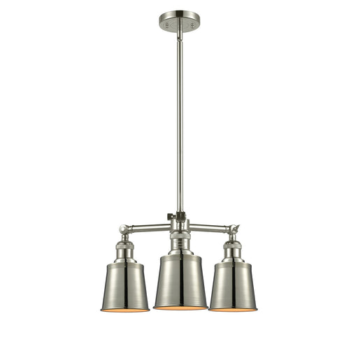 Innovations Addison 19in 3-Light Chandelier | Traditional Industrial Polished Nickel and Metal Shade | Damp Location Dining Room & Foyer | Model 207-PN-M9