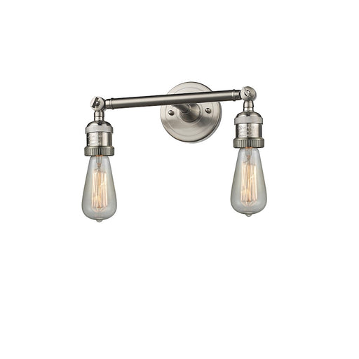 Innovations Bare Bulb 11in 2-Light Vanity Light | Traditional Industrial Brushed Satin Nickel and Bare Bulb | Bathroom Vanity | Model 208-SN