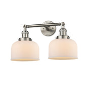 Innovations 208 Series 19in 2-Light LED Vanity Light | Industrial Brushed Satin Nickel and Matte White Cased Glass | Bathroom | Model 208-SN-G71-LED