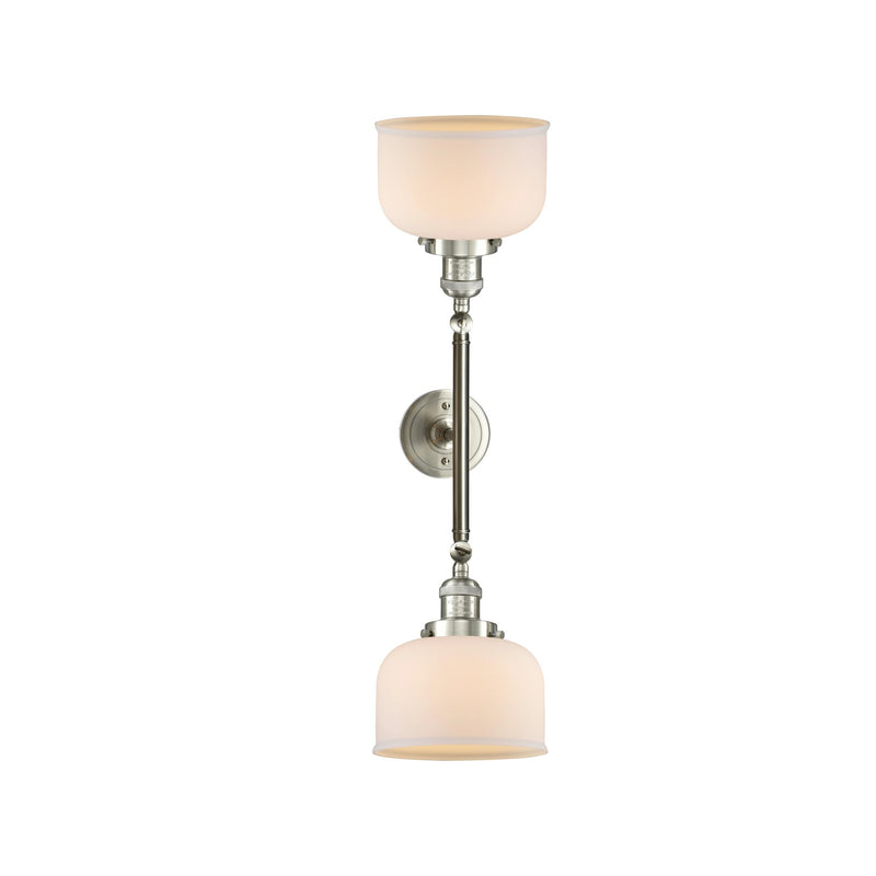 Innovations 208 Series 19in 2-Light LED Vanity Light | Industrial Brushed Satin Nickel and Matte White Cased Glass | Bathroom | Model 208-SN-G71-LED