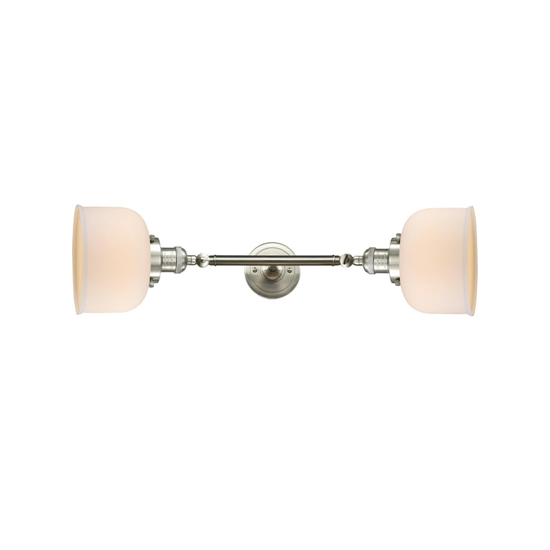 Innovations 208 Series 19in 2-Light LED Vanity Light | Industrial Brushed Satin Nickel and Matte White Cased Glass | Bathroom | Model 208-SN-G71-LED