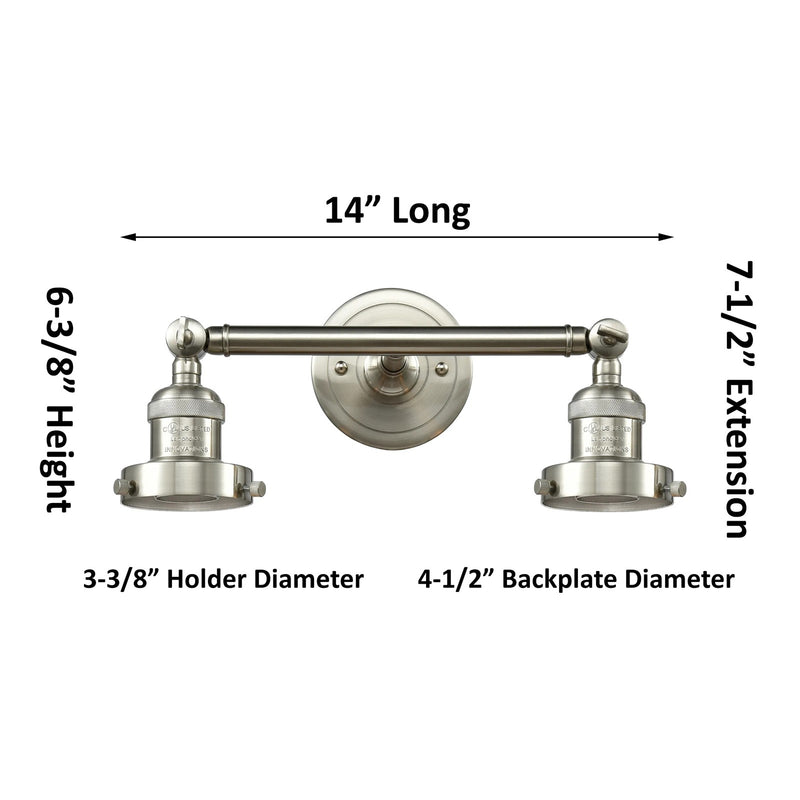 Innovations 208 Series 19in 2-Light LED Vanity Light | Industrial Brushed Satin Nickel and Matte White Cased Glass | Bathroom | Model 208-SN-G71-LED