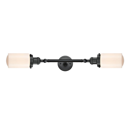 Innovations Franklin Restoration 24in 2-Light Linear Bath Vanity | Traditional Matte Black and Frosted White Glass | Bathroom | Model 208L-BK-G311-LED