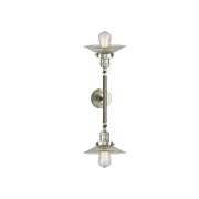 Innovations Halophane 2-Light Vanity Light | Industrial Brushed Satin Nickel and Clear Halophane Glass | Bathroom Vanity & Powder | Model 208L-SN-G2-LED